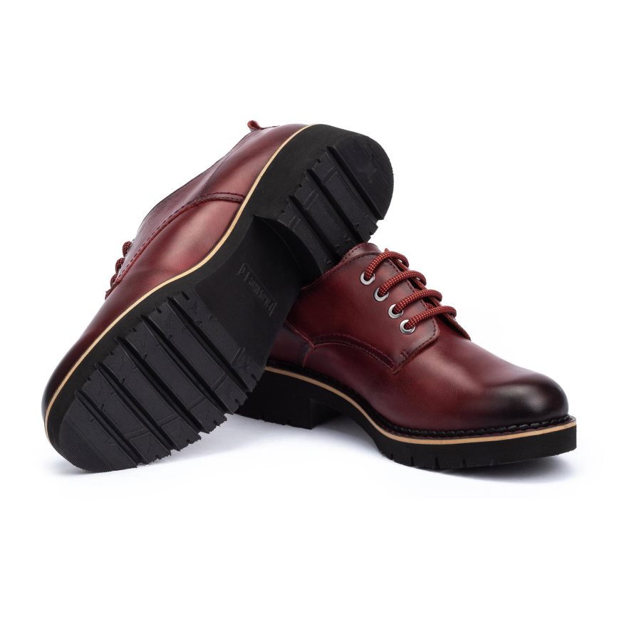 Women's Pikolinos VICAR Derby Shoes Burgundy | NZ C9A02Q5